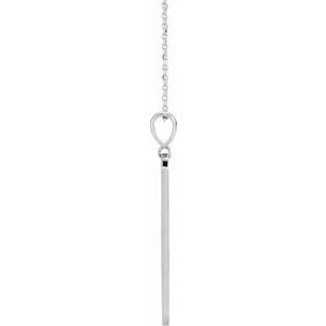14K White Gold Round 1Mm G-H I1 .01 Ctw Natural Diamond Moon Phases Bar Pendant, Length: 18 In