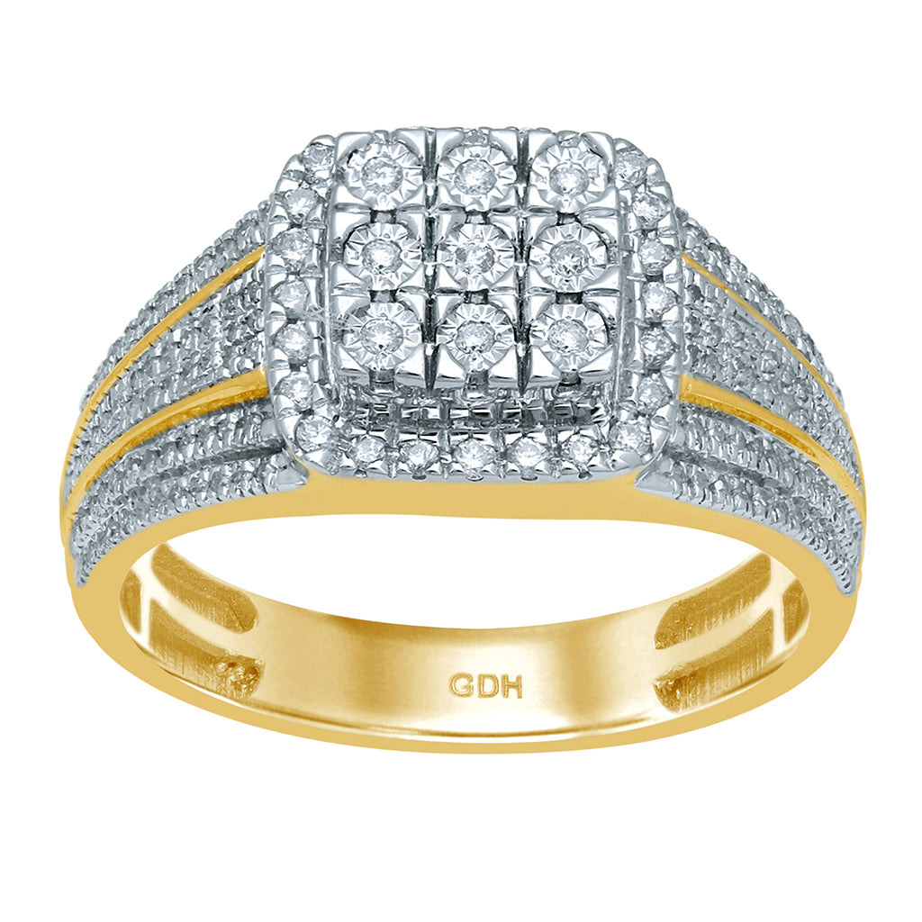 10K Yellow Gold 0.47-0.53 Cttw Diamond Mens Rings