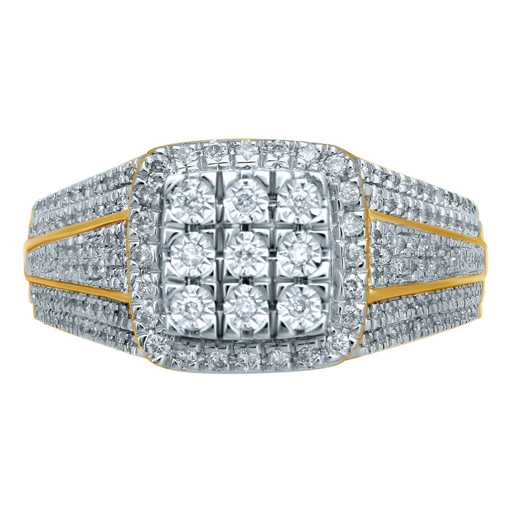 10K Yellow Gold 0.47-0.53 Cttw Diamond Mens Rings
