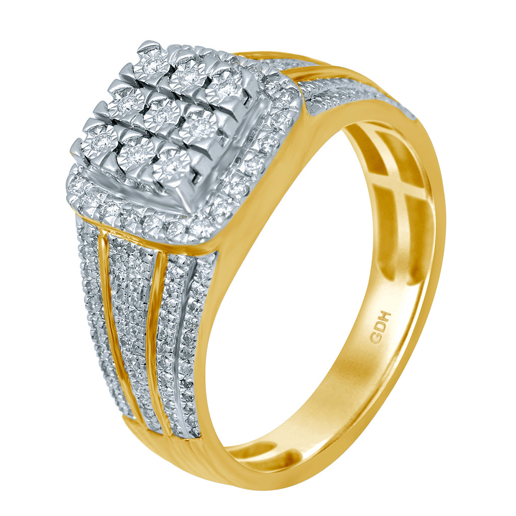 10K Yellow Gold 0.47-0.53 Cttw Diamond Mens Rings