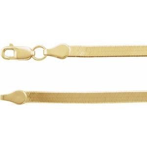 14K Yellow Or White Gold 4.6 mm Lobster Clasp Flexible Herringbone 7" Chain
