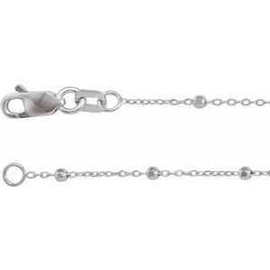 14K White Gold Cable Chain, Length: 7 In, Width: .85 Mm