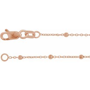 14K Rose Gold Cable Chain, Length: 7 In, Width: .85 Mm
