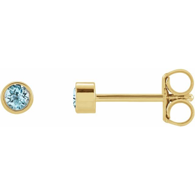 14K Yellow Or White Or Rose Gold Or Platinum Pair Friction Polished Natural Micro Bezel-Set Earrings