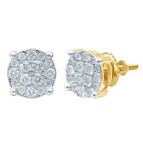 10K Yellow Gold 0.84-1.08 Cttw Diamond Super Flower Earring