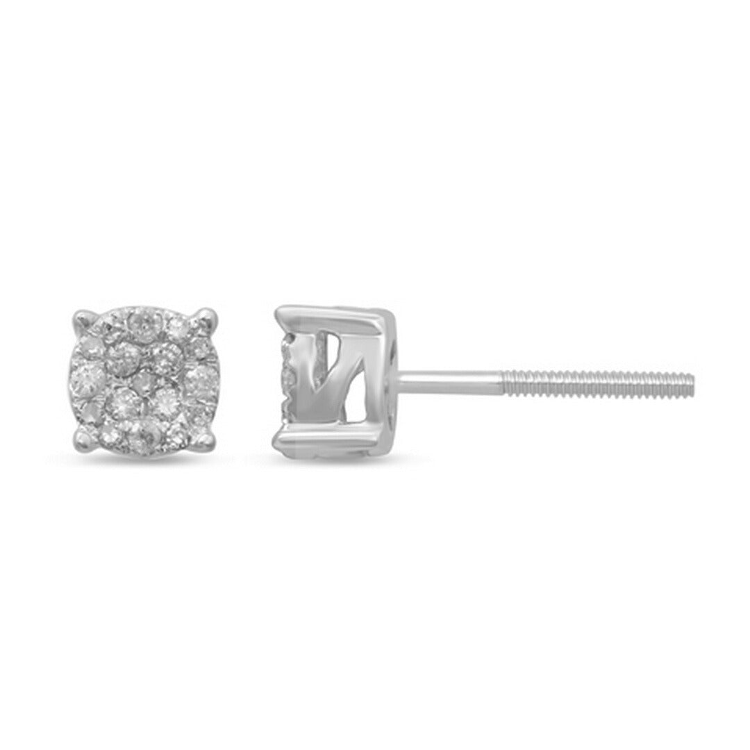 10K White Gold 0.12-0.18 Cttw Diamond Super Flower Earring
