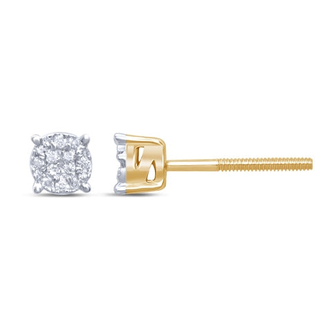 10K Yellow Gold 0.09-0.14 Cttw Diamond Super Flower Earring