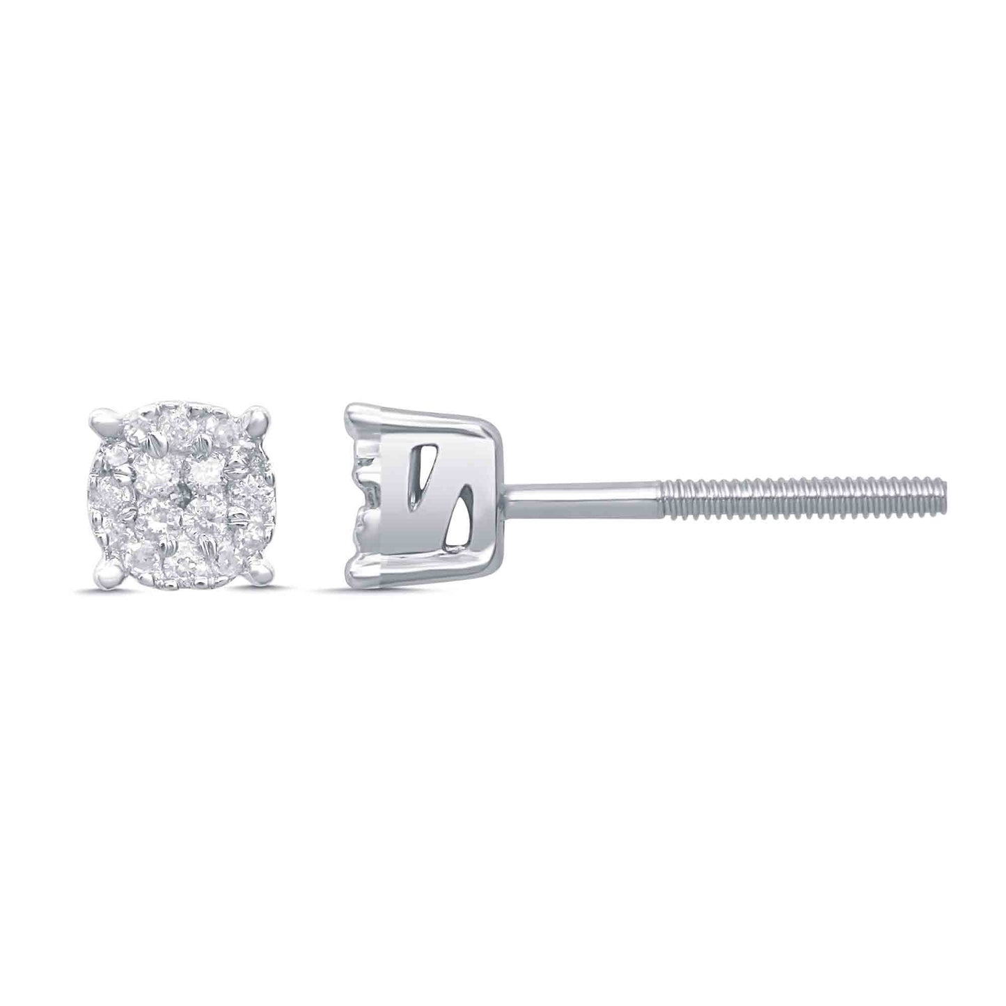 10K White Gold 0.10-0.12 Cttw Diamond Super Flower Earring