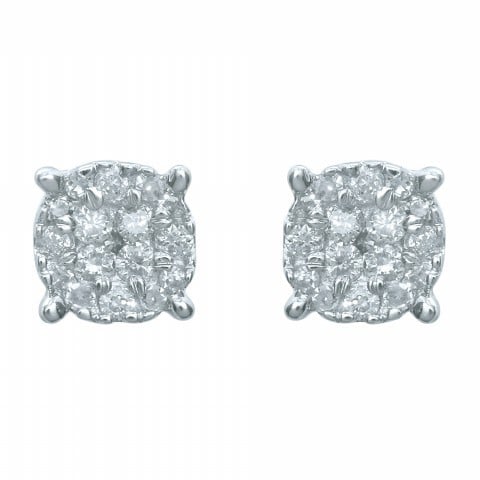 10K White Gold 0.10-0.12 Cttw Diamond Super Flower Earring