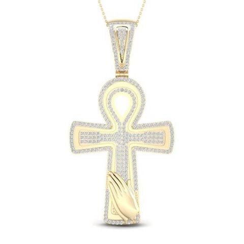 10K Yellow Gold 0.65 Cttw Diamond Ankh Pendant