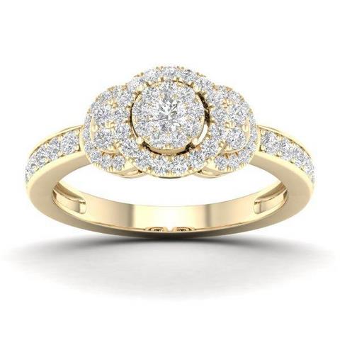 10K Yellow Gold 0.50 Cttw Round Diamond Ladies Ring