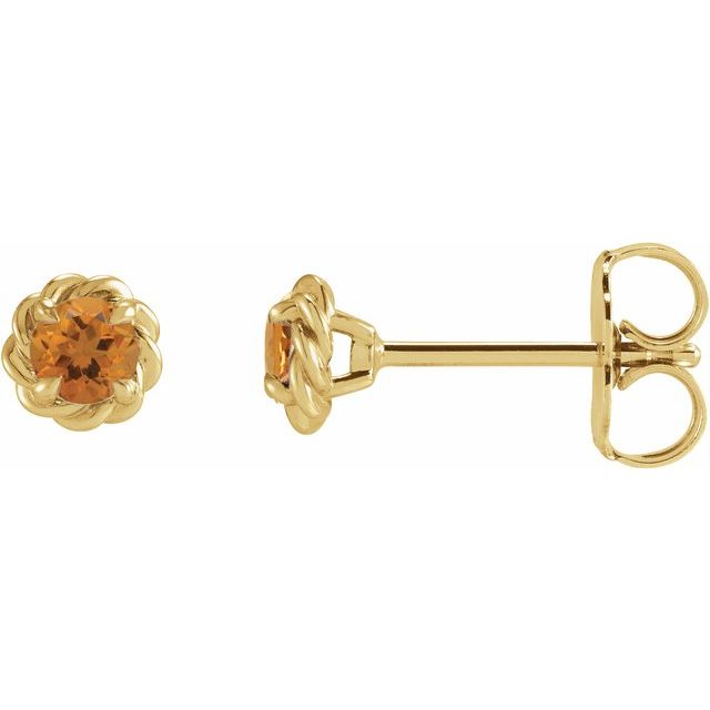 14K Yellow Gold Or Sterling Silver Round Friction Back Polished Natural Gemstone Claw-Prong Rope Earrings
