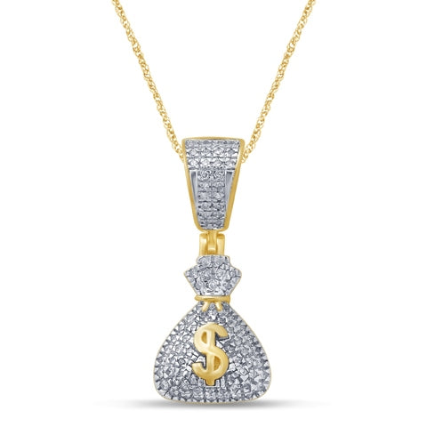10K Yellow Gold 0.19-0.22 Cttw Diamond Money Bags Charm