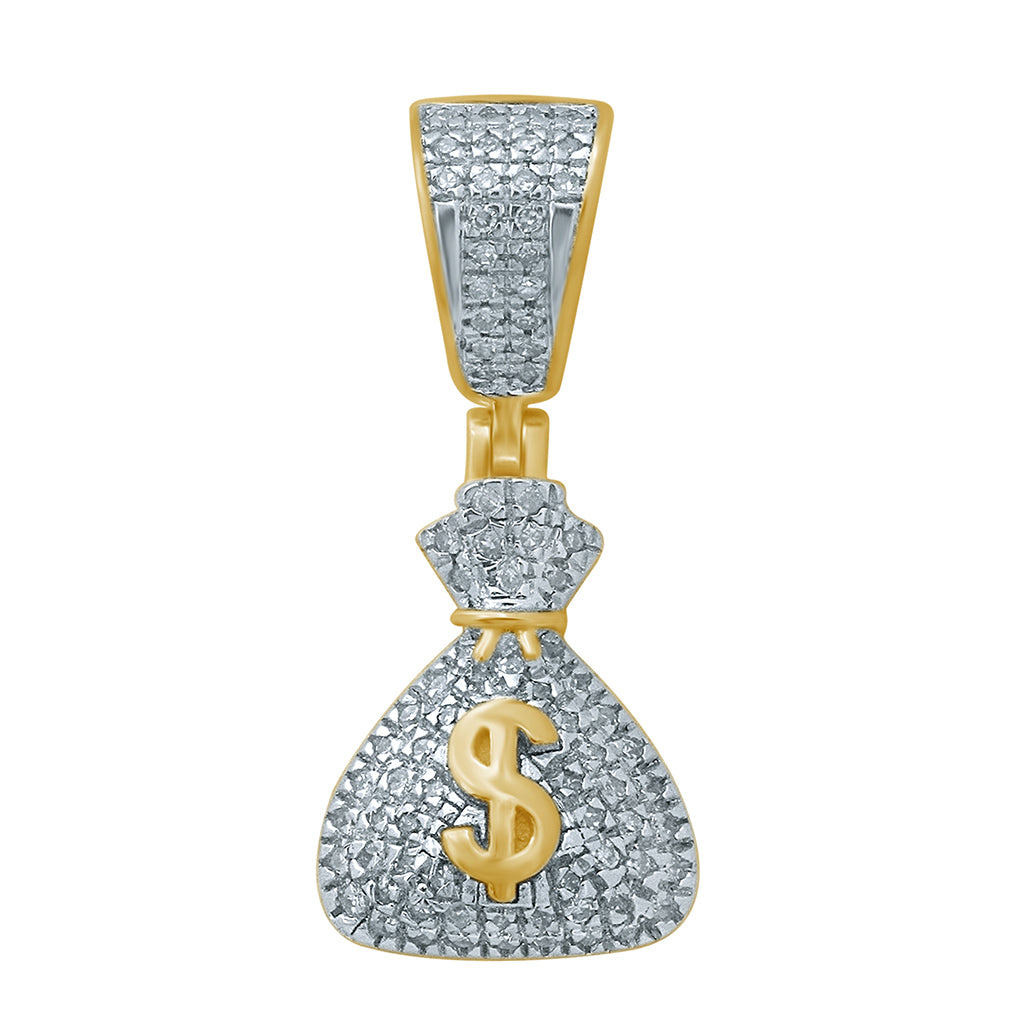 10K Yellow Gold 0.19-0.22 Cttw Diamond Money Bags Charm