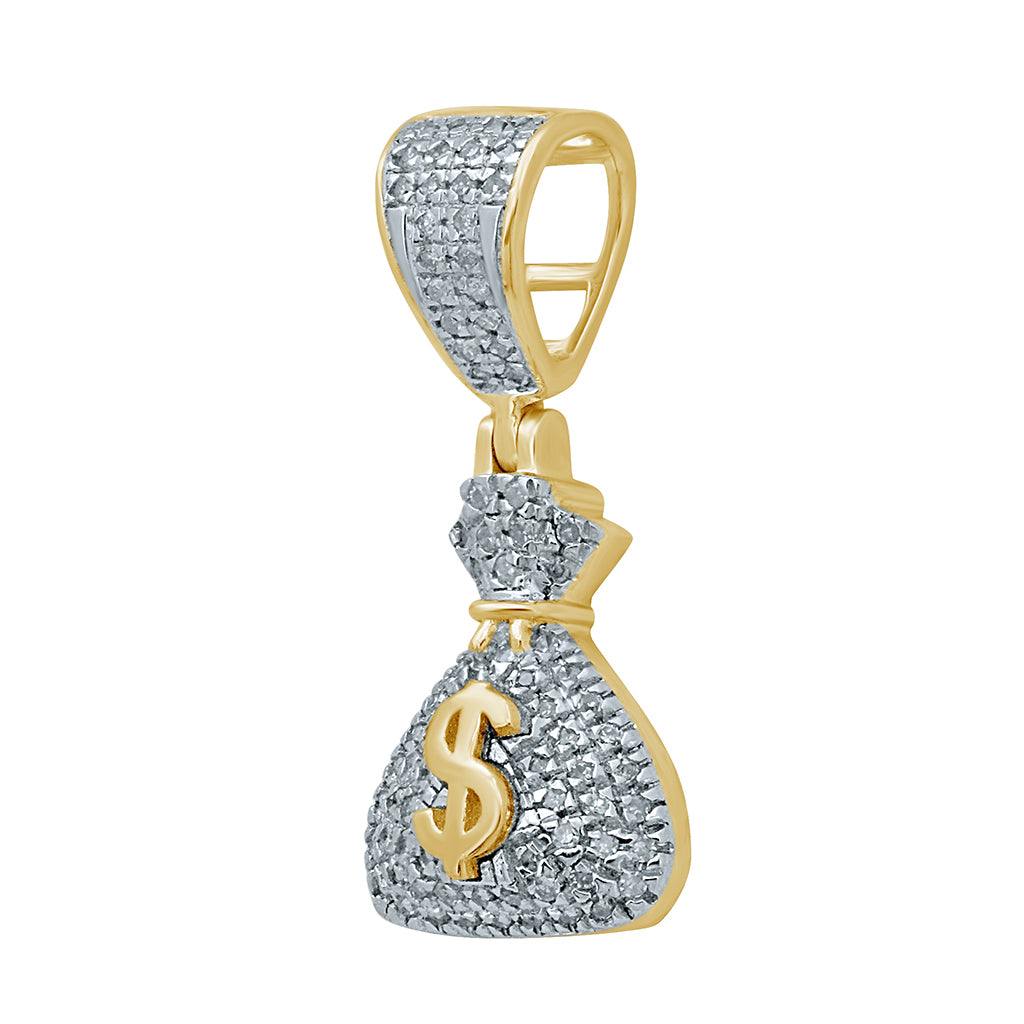 10K Yellow Gold 0.19-0.22 Cttw Diamond Money Bags Charm