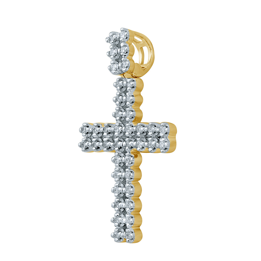 10K Yellow Gold 0.25-0.26 Cttw Diamond "Cross" Charm