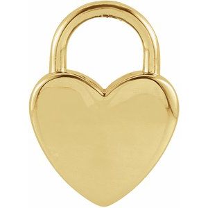14K Yellow Gold 8.5 X 6 Mm Polished Engravable Heart-Shaped Lock Pendant