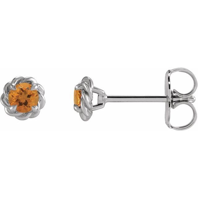 14K Yellow Gold Or Sterling Silver Round Friction Back Polished Natural Gemstone Claw-Prong Rope Earrings