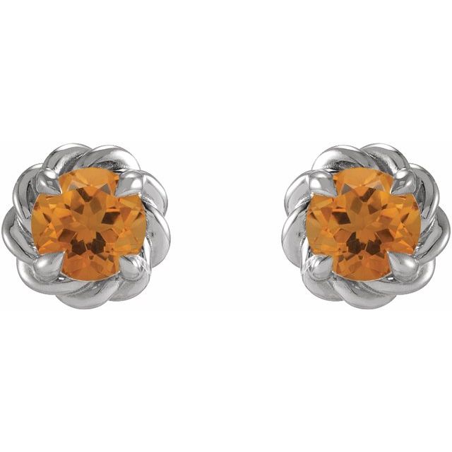 14K Yellow Gold Or Sterling Silver Round Friction Back Polished Natural Gemstone Claw-Prong Rope Earrings