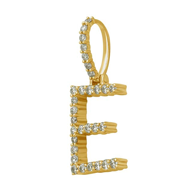 10K Yellow Gold Diamond Dark Polish Initial Charm