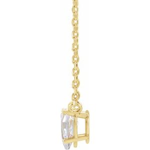 14K Yellow Gold Pear 6 X 4Mm G-H Si2-Si3 Natural Diamond Solitaire Necklace, Length: 18 In