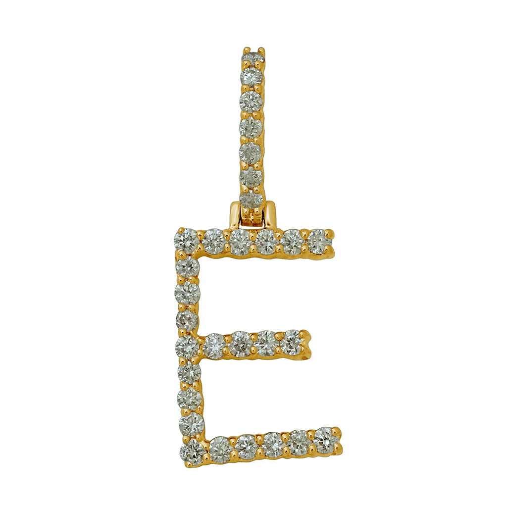 10K Yellow Gold Diamond Dark Polish Initial Charm