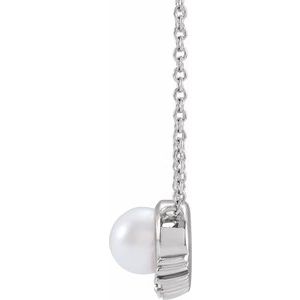 14K White Gold Pearl 5Mm G-H I1 Cultured Akoya Pearl And .025 Ctw Natural Diamond Necklace Center, Length: 18 In