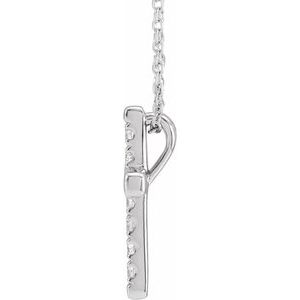 14K White Gold Round 1.7Mm Gh Si1-Si2 1/5 Ctw Lab-Grown Diamond French-Set Cross Necklace, Length: 18 In