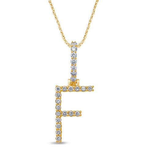 10K Yellow Gold Diamond Dark Polish Initial Charm