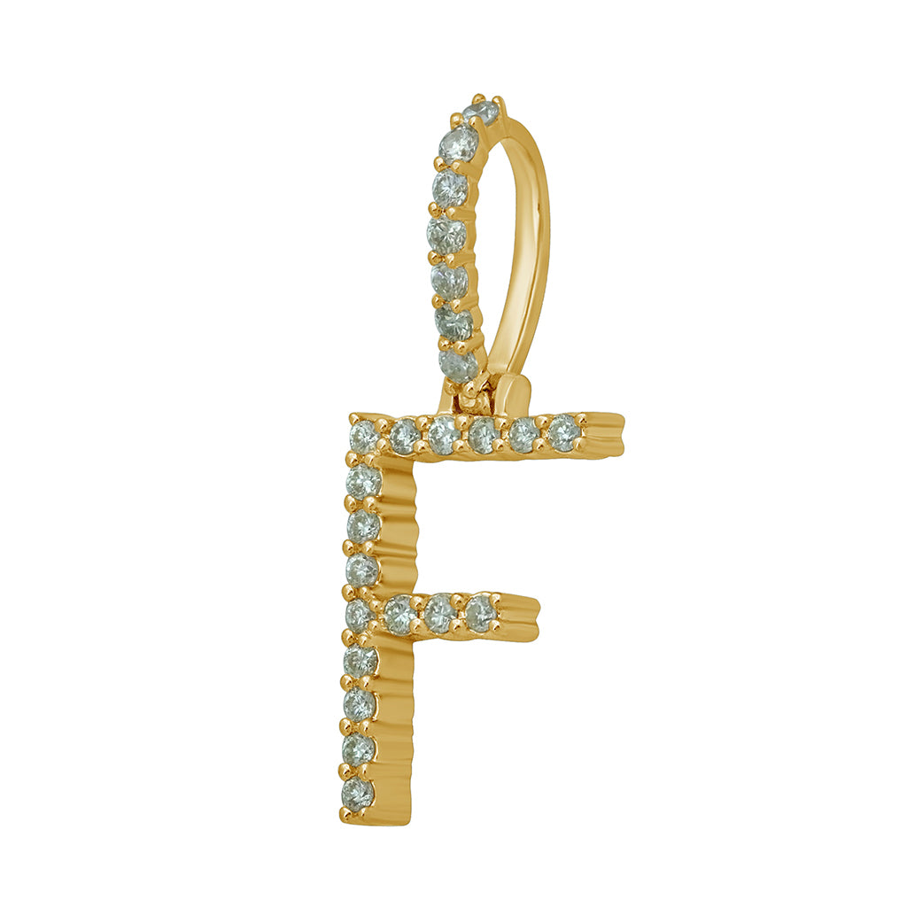10K Yellow Gold Diamond Dark Polish Initial Charm