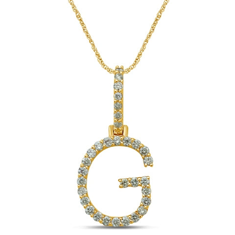 10K Yellow Gold Diamond Dark Polish Initial Charm
