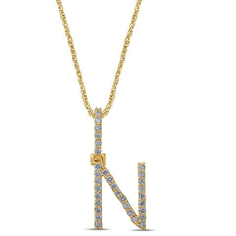10K Yellow Gold Diamond Dark Polish Initial Charm