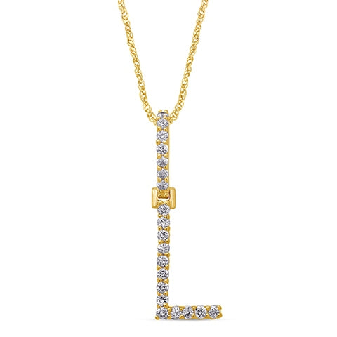 10K Yellow Gold Diamond Dark Polish Initial Charm