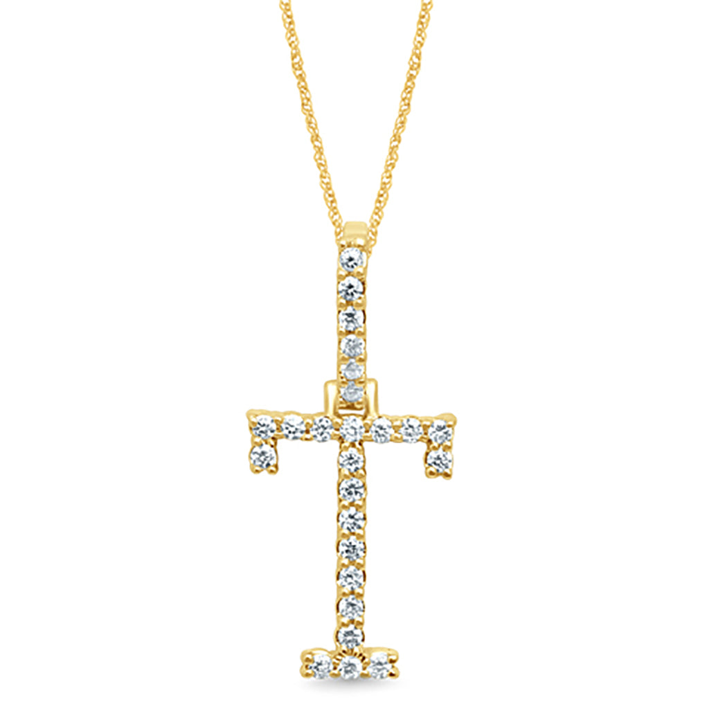 10K Yellow Gold Diamond Dark Polish Initial Charm