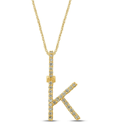 10K Yellow Gold Diamond Dark Polish Initial Charm