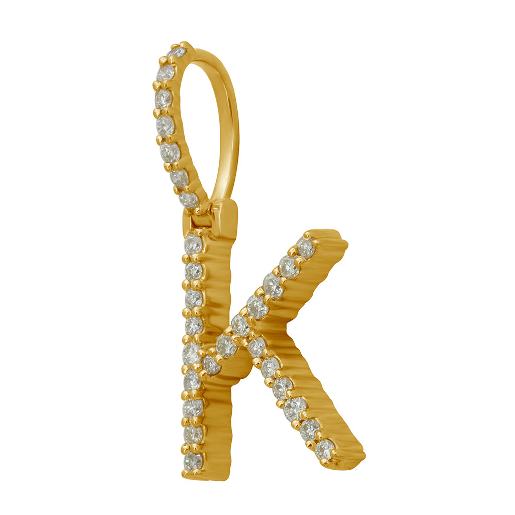 10K Yellow Gold Diamond Dark Polish Initial Charm