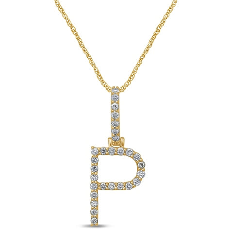 10K Yellow Gold Diamond Dark Polish Initial Charm