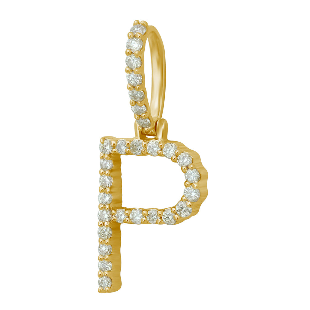 10K Yellow Gold Diamond Dark Polish Initial Charm