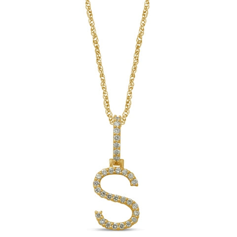 10K Yellow Gold Diamond Dark Polish Initial Charm