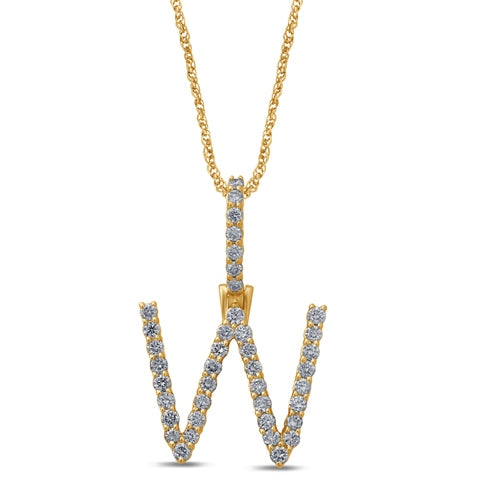 10K Yellow Gold Diamond Dark Polish Initial Charm