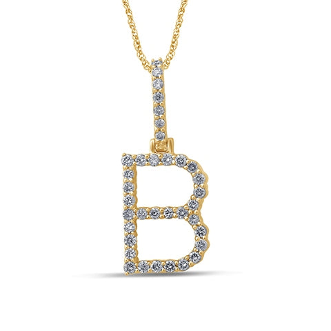10K Yellow Gold Diamond Dark Polish Initial Charm