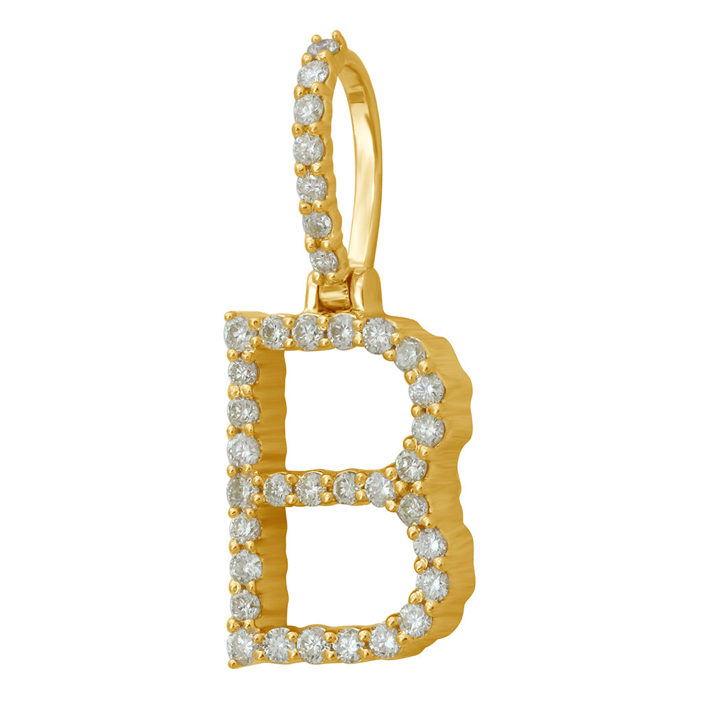 10K Yellow Gold Diamond Dark Polish Initial Charm