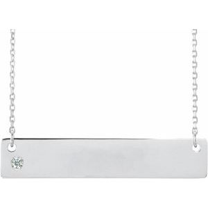 Sterling Silver Round 2Mm G-H I1 .03 Ct Natural Diamond Engravable Family Necklace, Length: 18 In