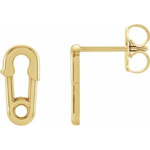 14K Yellow Gold Safety Pin Earrings