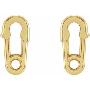 14K Yellow Gold Safety Pin Earrings