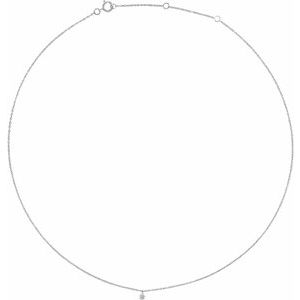 14K White Gold Round 3.5Mm G-H I1 1/6 Ct Natural Diamond Solitaire Adjustable Necklace, Length: 18 In