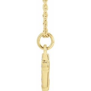 14K Yellow Gold Round 1.2Mm H+ I1 .04 Ctw Natural Diamond Youth Cross Necklace, Length: 15 In