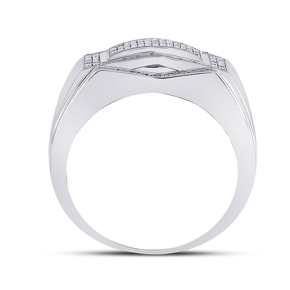 Sterling Silver Mens Round Diamond Cluster Ring 1/5 Cttw, Mens Size: 7-13