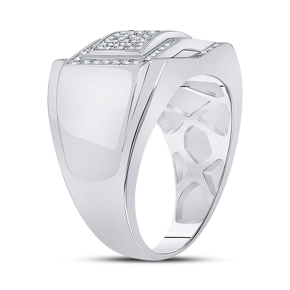 Sterling Silver Mens Round Diamond Cluster Ring 1/5 Cttw, Mens Size: 7-13