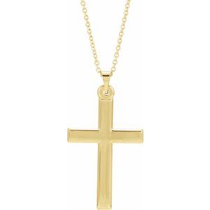 14K Yellow Gold 24.5 X 16.5 Mm 18 In Polished Cross Necklace
